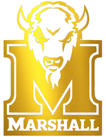 Marshall Thundering Herd GOLD CHROME MIRROR Alternate Logo Premium DieCut Vinyl Decal PICK SIZE