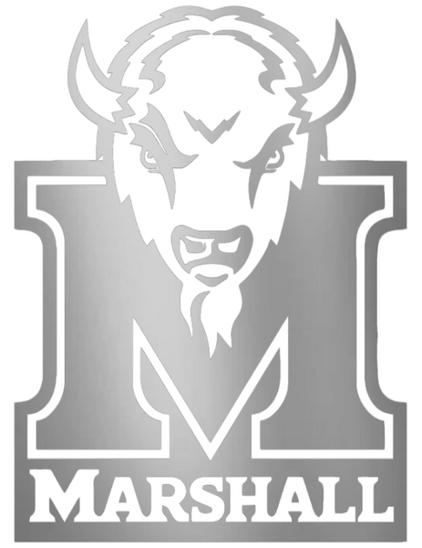 Marshall Thundering Herd SILVER CHROME MIRROR Alternate Logo Premium DieCut Vinyl Decal PICK SIZE