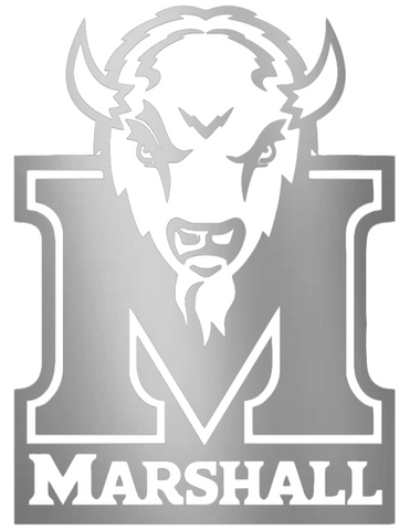 Marshall Thundering Herd SILVER CHROME MIRROR Alternate Logo Premium DieCut Vinyl Decal PICK SIZE