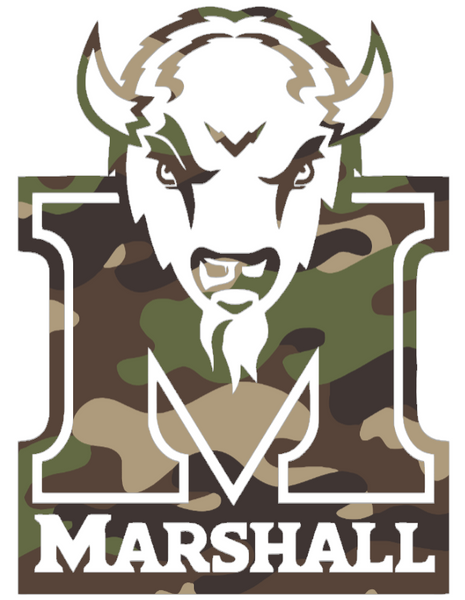 Marshall Thundering Herd Woodland Camo Camouflage Alternate Logo Premium DieCut Vinyl Decal PICK SIZE