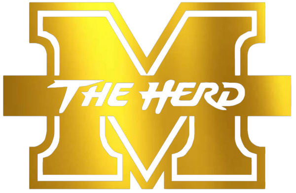 Marshall Thundering Herd GOLD CHROME MIRROR Team Logo Premium DieCut Vinyl Decal PICK SIZE