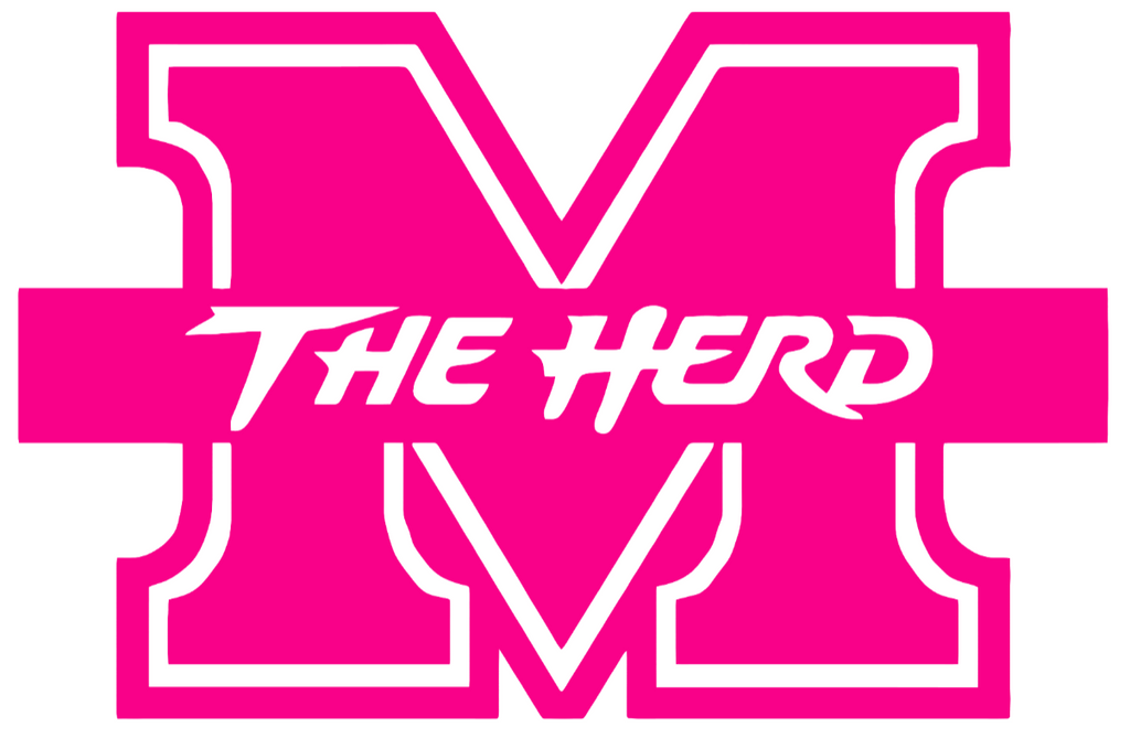 Marshall Thundering Herd Hot Pink Team Logo Premium DieCut Vinyl Decal PICK SIZE