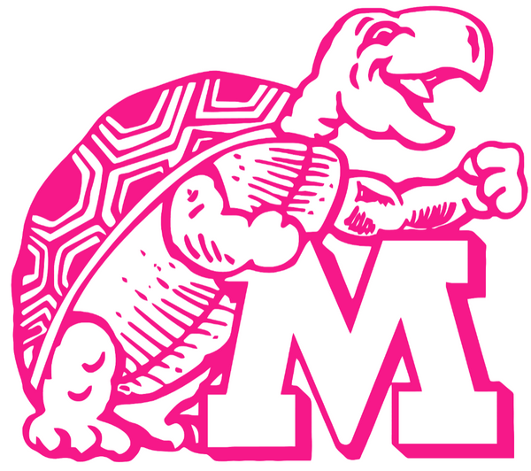 Maryland Terrapins Hot Pink Retro Throwback Logo Premium DieCut Vinyl Decal PICK SIZE