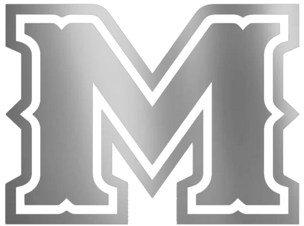 McNeese State Cowboys SILVER CHROME MIRROR M Logo Premium DieCut Vinyl Decal PICK SIZE