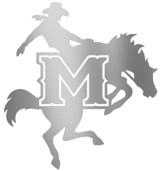 McNeese State Cowboys SILVER CHROME MIRROR Team Logo Premium DieCut Vinyl Decal PICK SIZE