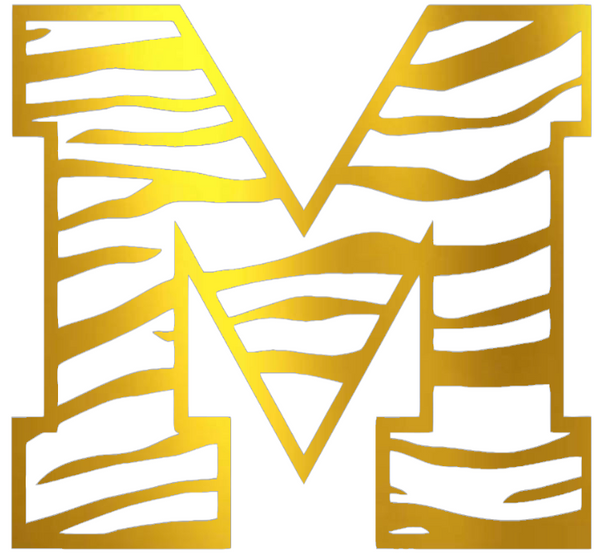 Memphis Tigers GOLD CHROME MIRROR M Logo Premium DieCut Vinyl Decal PICK SIZE