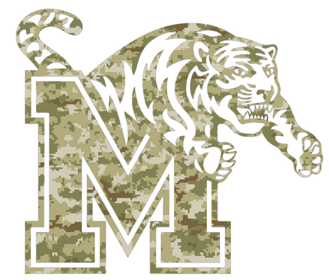 Memphis Tigers Team Logo Salute to Service Camouflage Camo Vinyl Decal PICK SIZE