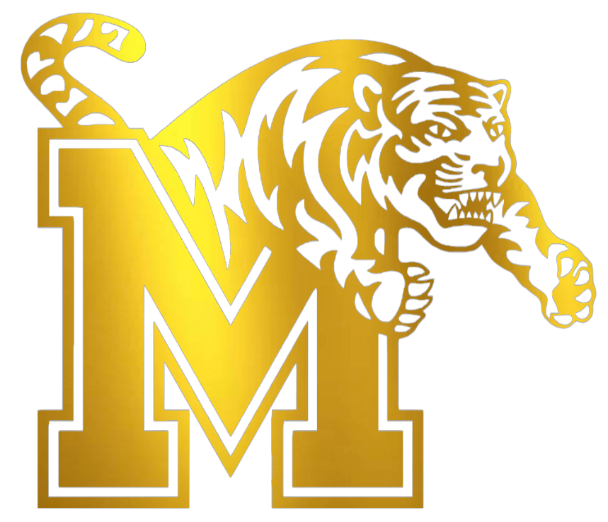 Memphis Tigers GOLD CHROME MIRROR Team Logo Premium DieCut Vinyl Decal PICK SIZE