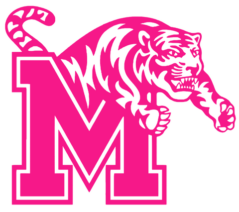 Memphis Tigers Hot Pink Team Logo Premium DieCut Vinyl Decal PICK SIZE