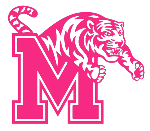 Memphis Tigers HOT PINK Team Logo Premium DieCut Vinyl Decal PICK SIZE