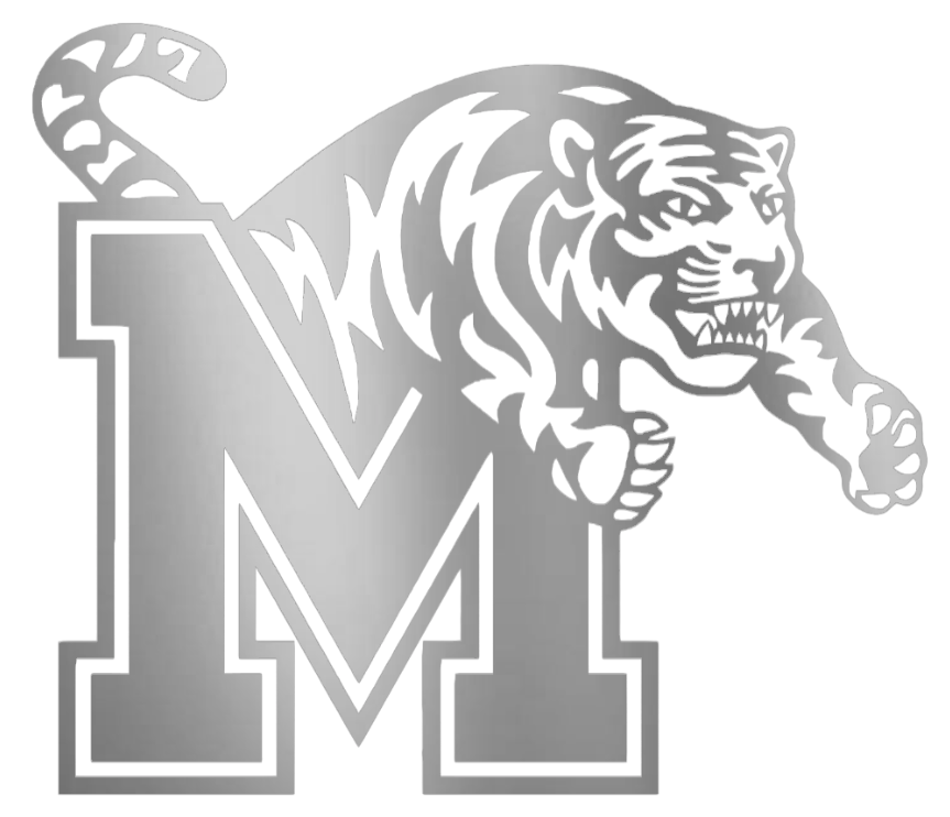 Memphis Tigers SILVER CHROME MIRROR Team Logo Premium DieCut Vinyl Decal PICK SIZE