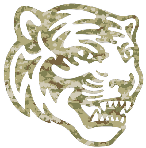 Memphis Tigers Mascot Logo Salute to Service Camouflage Camo Vinyl Decal PICK SIZE