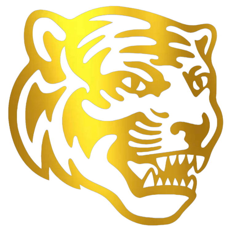 Memphis Tigers GOLD CHROME MIRROR Mascot Logo Premium DieCut Vinyl Decal PICK SIZE