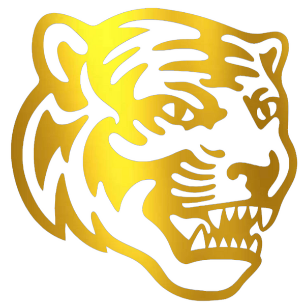 Memphis Tigers GOLD CHROME MIRROR Mascot Logo Premium DieCut Vinyl Decal PICK SIZE