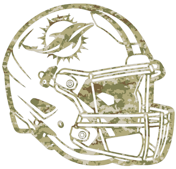Miami Dolphins Football Helmet Salute to Service Camouflage Camo Vinyl Decal PICK SIZE