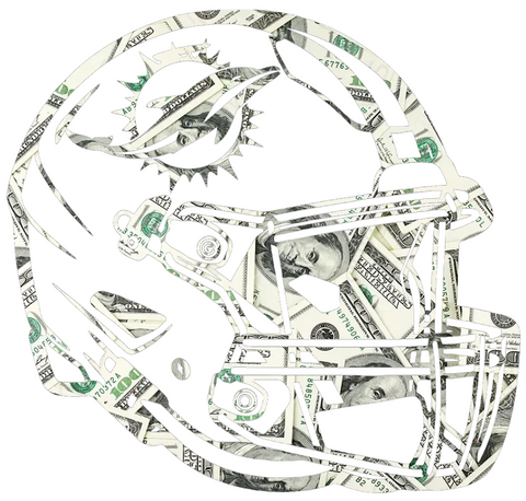 Miami Dolphins Football Helmet Money Print Premium DieCut Vinyl Decal PICK SIZE