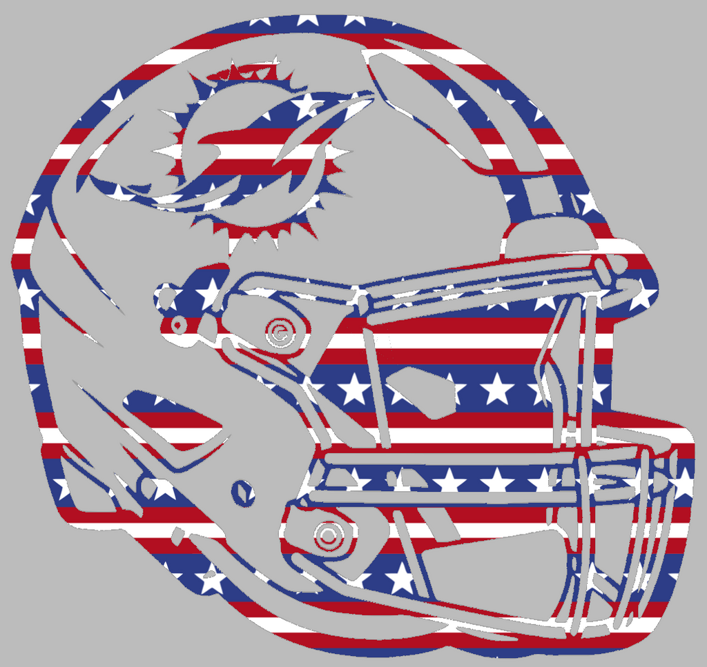 Miami Dolphins Football Helmet Stars & Stripes USA American Flag Vinyl Decal PICK SIZE