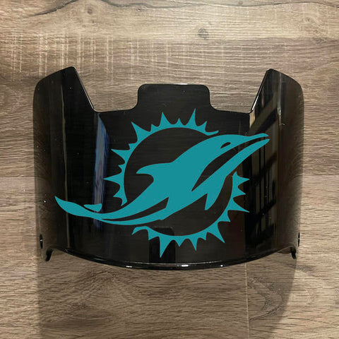 Miami Dolphins Full Size Football Helmet Visor Shield Black Dark Tint w/ Clips - PICK LOGO COLOR