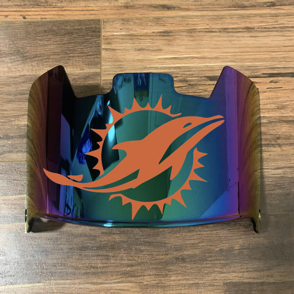 Miami Dolphins Full Size Football Helmet Visor Shield Green Iridium Mirror w/ Clips - PICK LOGO COLOR