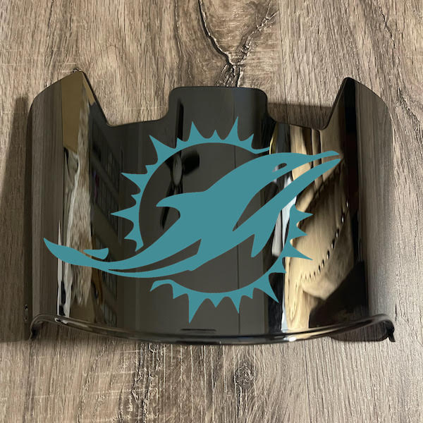 Miami Dolphins Full Size Football Helmet Visor Shield Silver Chrome Mirror w/ Clips - PICK LOGO COLOR