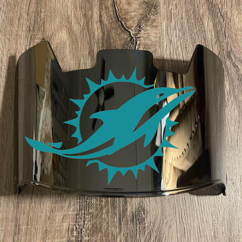 Miami Dolphins Full Size Football Helmet Visor Shield Silver Chrome Mirror w/ Clips - PICK LOGO COLOR
