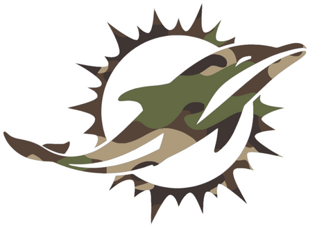 Miami Dolphins Woodland Camo Camouflage Team Logo Premium DieCut Vinyl Decal PICK SIZE