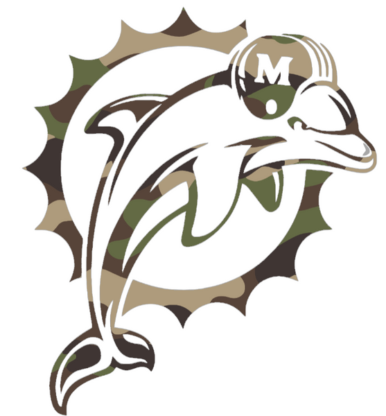 Miami Dolphins Woodland Camo Camouflage Retro Throwback Logo Premium DieCut Vinyl Decal PICK SIZE