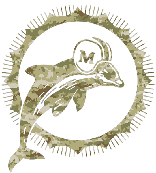 Miami Dolphins Salute to Service Retro Throwback Logo Camouflage Camo Vinyl Decal PICK SIZE