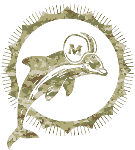 Miami Dolphins Salute to Service Retro Throwback Logo Camouflage Camo Vinyl Decal PICK SIZE