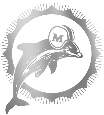Miami Dolphins Silver Chrome Mirror Retro Throwback Logo Premium DieCut Vinyl Decal PICK SIZE