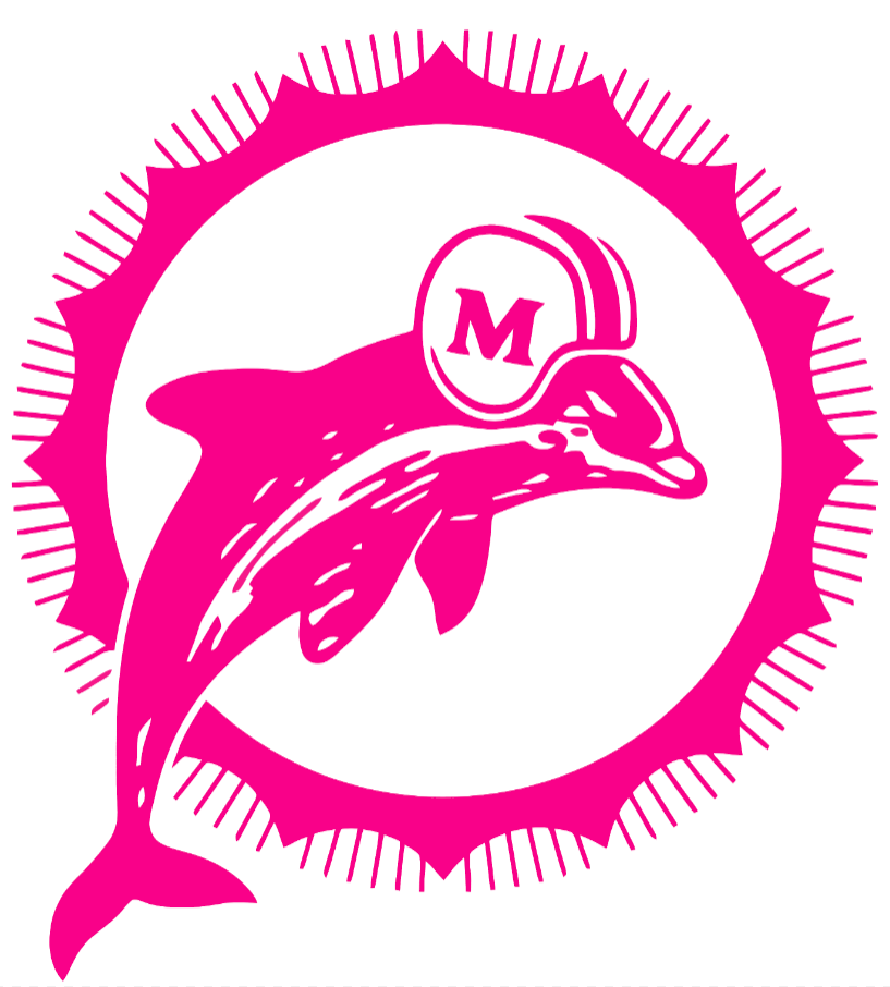 Miami Dolphins Hot Pink Retro Throwback Logo Premium DieCut Vinyl Decal PICK SIZE