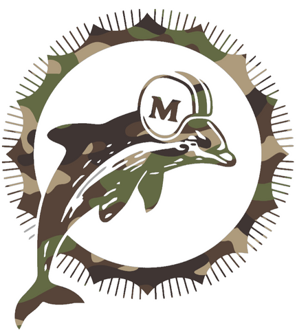 Miami Dolphins Woodland Camo Camouflage Retro Throwback Logo Premium DieCut Vinyl Decal PICK SIZE