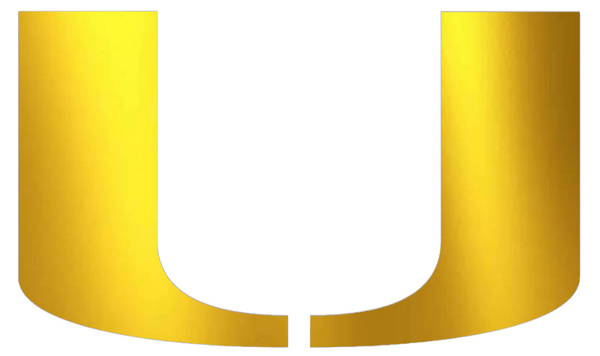 Miami Hurricanes GOLD CHROME MIRROR Team Logo Premium DieCut Vinyl Decal PICK SIZE