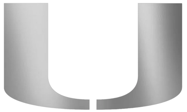 Miami Hurricanes SILVER CHROME MIRROR Team Logo Premium DieCut Vinyl Decal PICK SIZE