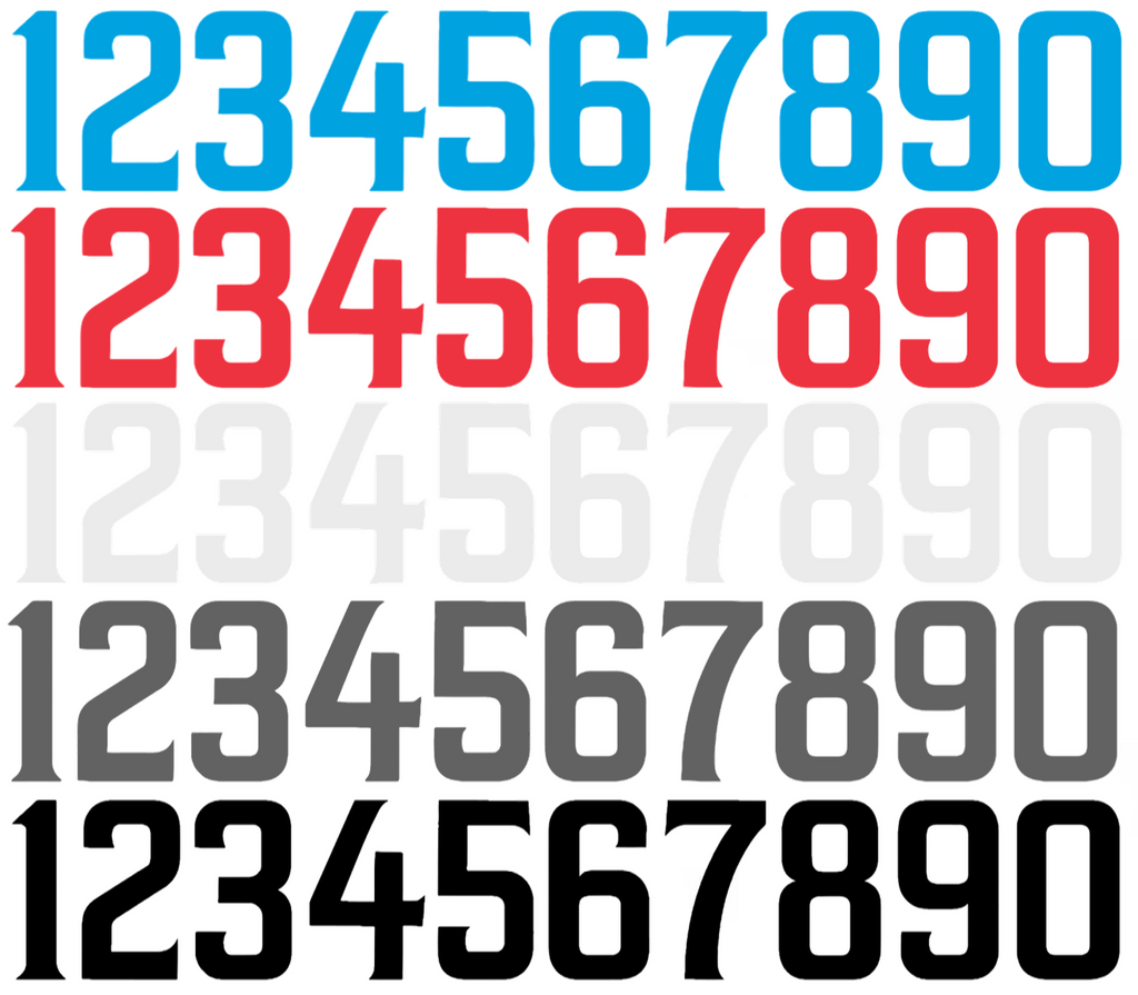 Miami Marlins Baseball Helmet Jersey Style Vinyl Number Decal Sheet Set of 50 #0-9 - Pick Color & Size