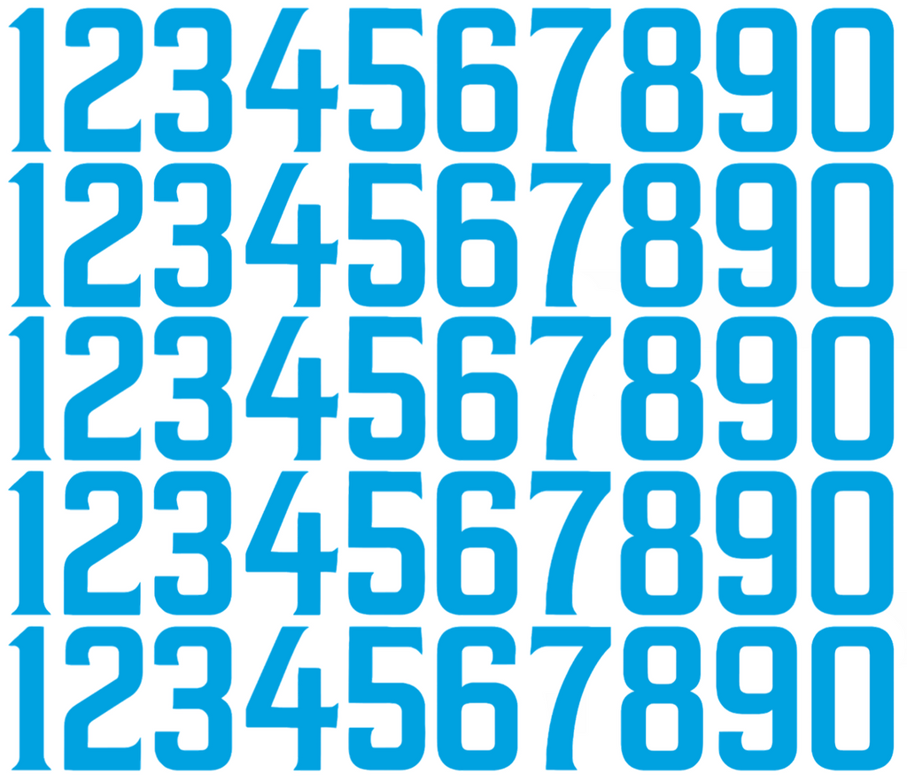 Miami Marlins Baseball Helmet Jersey Style Vinyl Number Decal Sheet Set of 50 #0-9 - Pick Color & Size