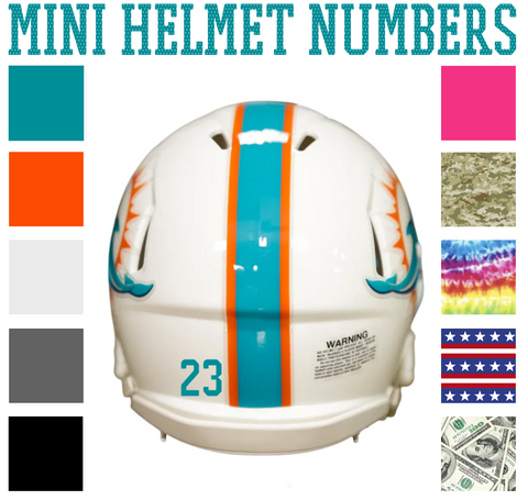 Miami Dolphins Jersey Style Vinyl Number Decal Sheet Set of 50 #0-9 - Pick Color & Size