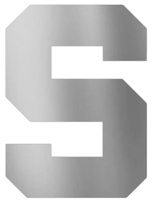Michigan State Spartans SILVER CHROME MIRROR Team Logo Premium DieCut Vinyl Decal PICK SIZE