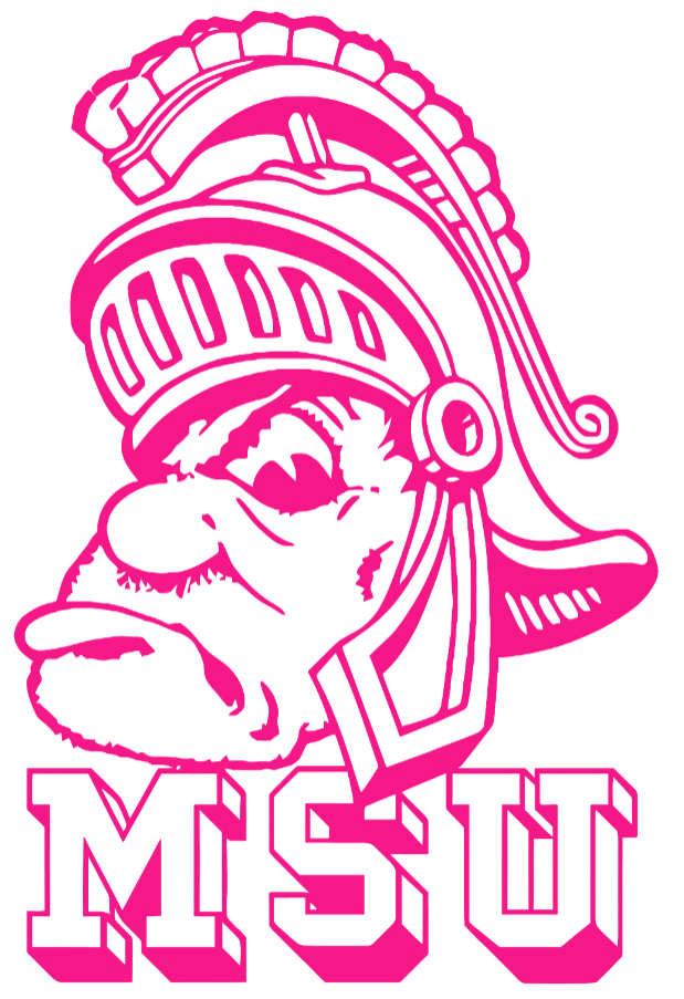 Michigan State Spartans Hot Pink Retro Throwback Logo Premium DieCut Vinyl Decal PICK SIZE