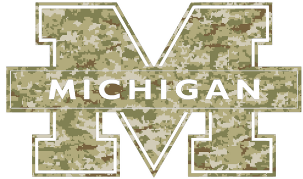 Michigan Wolverines Alternate Logo Salute to Service Camouflage Camo Vinyl Decal PICK SIZE