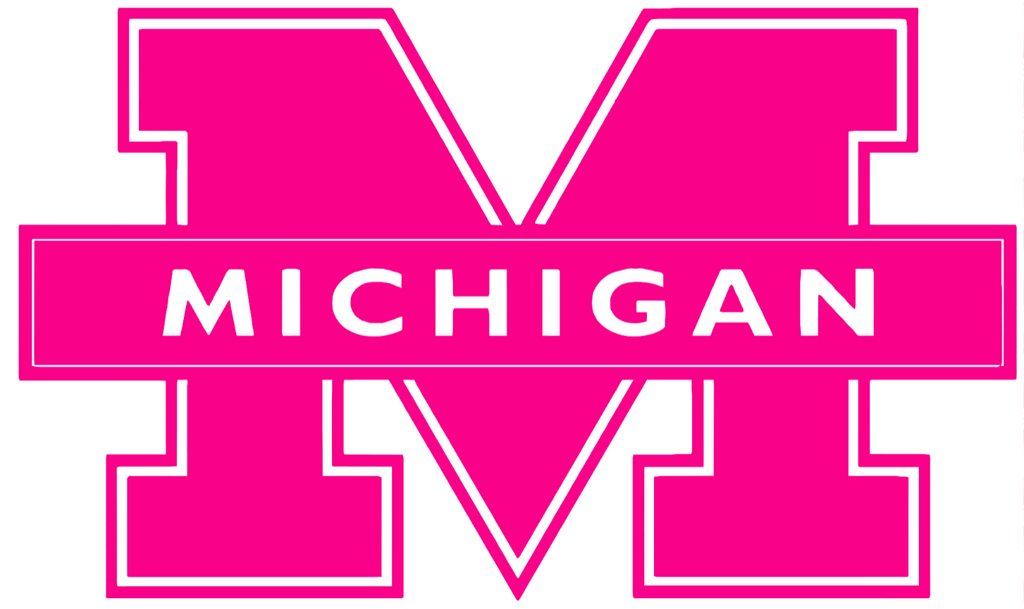 Michigan Wolverines Hot Pink Alternate Logo Premium DieCut Vinyl Decal PICK SIZE