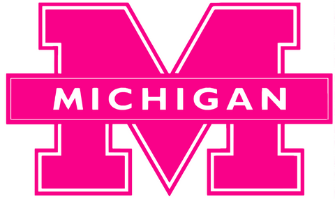 Michigan Wolverines Hot Pink Alternate Logo Premium DieCut Vinyl Decal PICK SIZE
