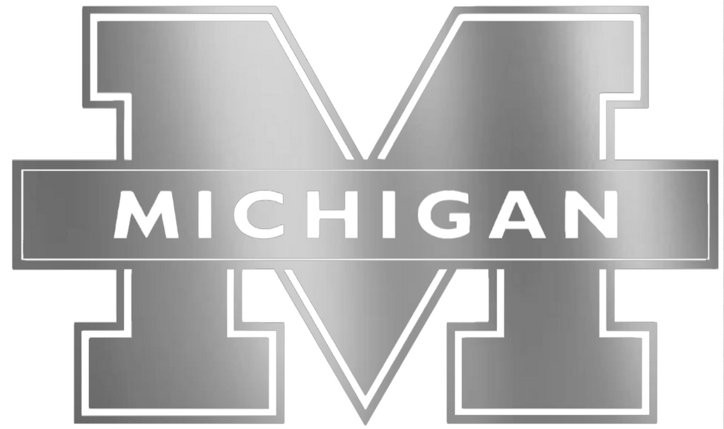 Michigan Wolverines SILVER CHROME MIRROR Alternate Logo Premium DieCut Vinyl Decal PICK SIZE