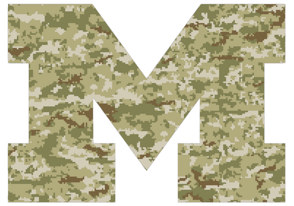 Michigan Wolverines Team Logo Salute to Service Camouflage Camo Vinyl Decal PICK SIZE