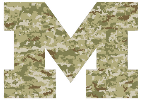 Michigan Wolverines Team Logo Salute to Service Camouflage Camo Vinyl Decal PICK SIZE