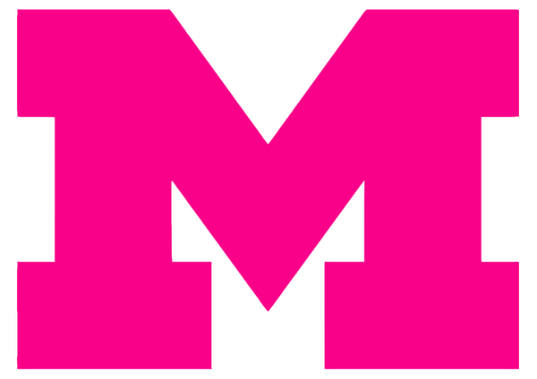 Michigan Wolverines Hot Pink Team Logo Premium DieCut Vinyl Decal PICK SIZE