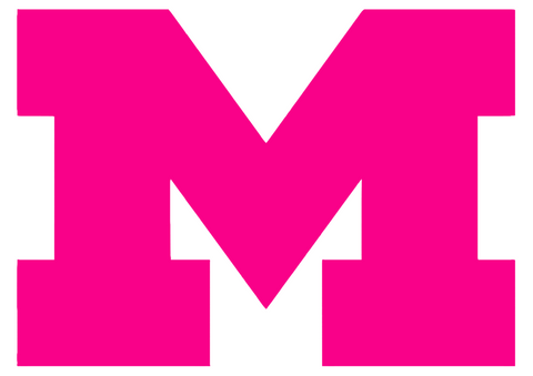 Michigan Wolverines Hot Pink Team Logo Premium DieCut Vinyl Decal PICK SIZE