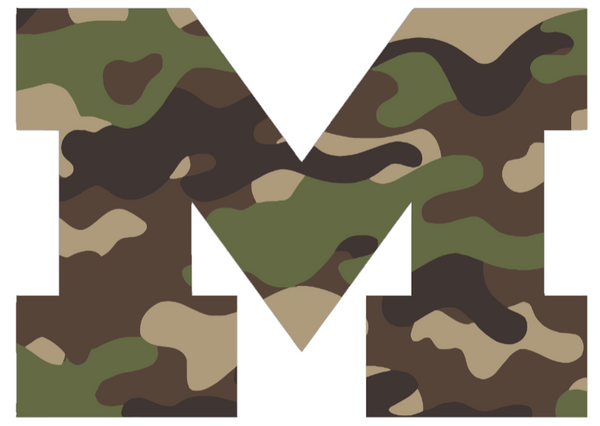 Michigan Wolverines Woodland Camo Camouflage Team Logo Premium DieCut Vinyl Decal PICK SIZE