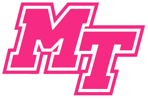 Middle Tennessee Blue Raiders HOT PINK MT Logo Premium DieCut Vinyl Decal PICK SIZE