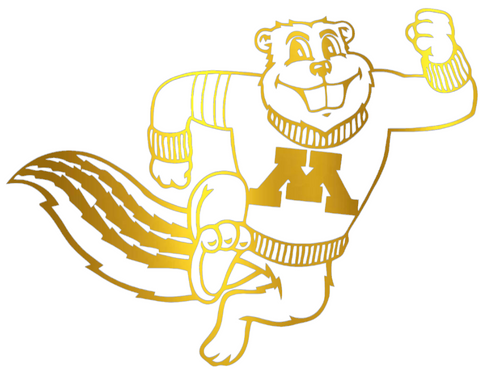 Minnesota Golden Gophers GOLD CHROME MIRROR Goldy Mascot Logo Premium DieCut Vinyl Decal PICK SIZE